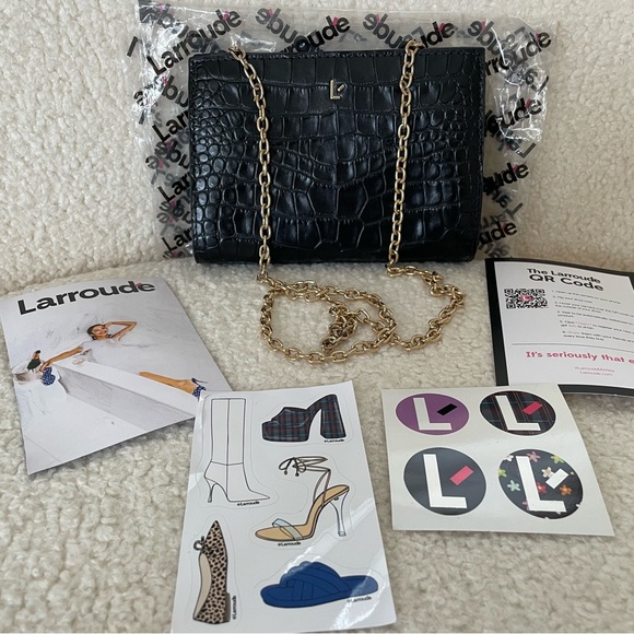 Larroude Erin clutch in black stamped leather - Picture 4 of 8